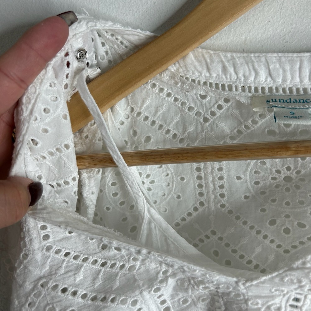 Sundance Blouse Top Womens S White Eyelet Boho Feminine Fairy Cottage Romantic - Picture 4 of 8